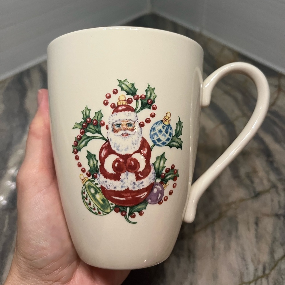 LENOX MY HAPPY HOLIDAYS Christmas SANTA MUG CUP 16 OZ